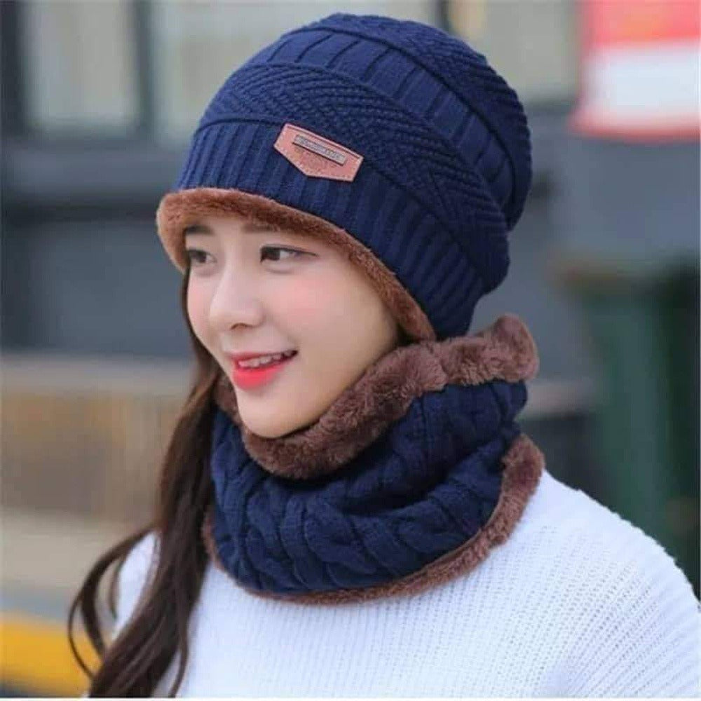 Wool Cap With Neck Warmer /;