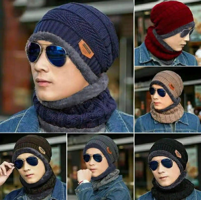 Wool Cap With Neck Warmer /;
